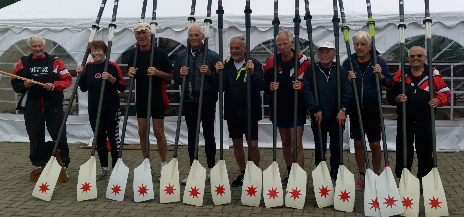 Eddie Haseloff (90), Inge Stein (83), Karl-Heinz Lausch (81), Jürgen Coldewey (82), Siggi Pick (68), Günter Fink (81), Prof. Adolf Lingener (85), Dieter Richter (84), Jochen Danker (81), v.l.n.r.